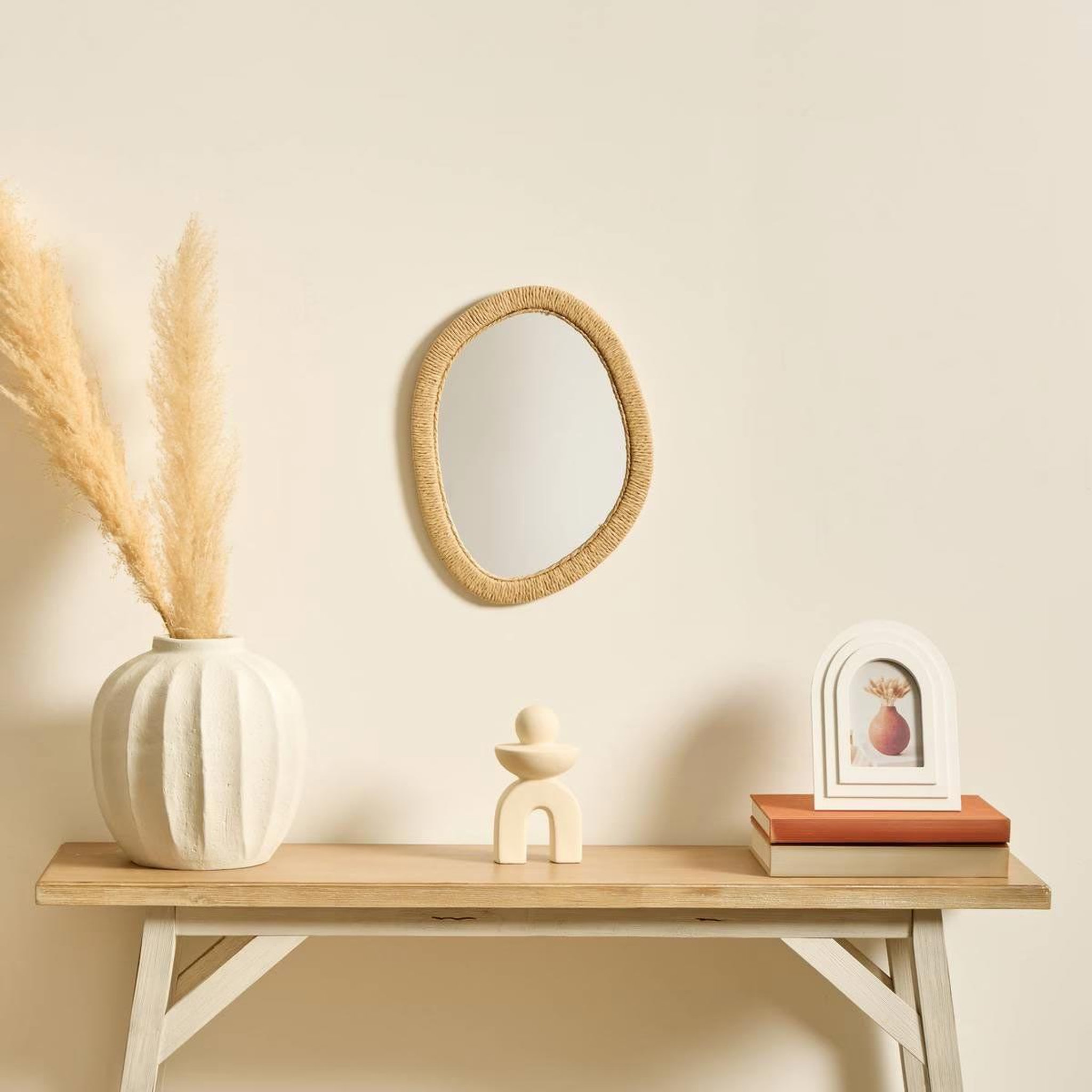 Voir la diapositive 3 : ATMOSPHERA Miroir Design Effet Corde  Tilia  40cm Naturel