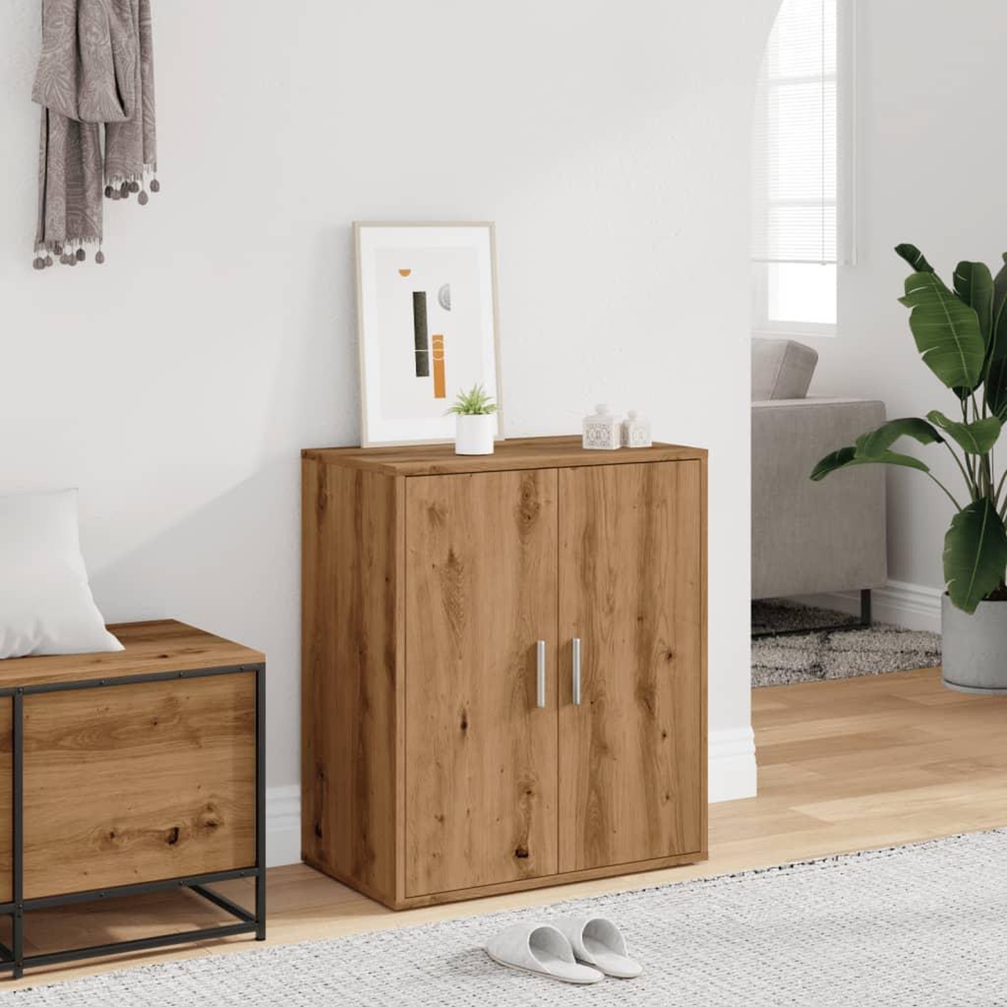 Voir la diapositive 3 : VIDAXL Armoire a chaussures chene artisanal bois d'ingenierie