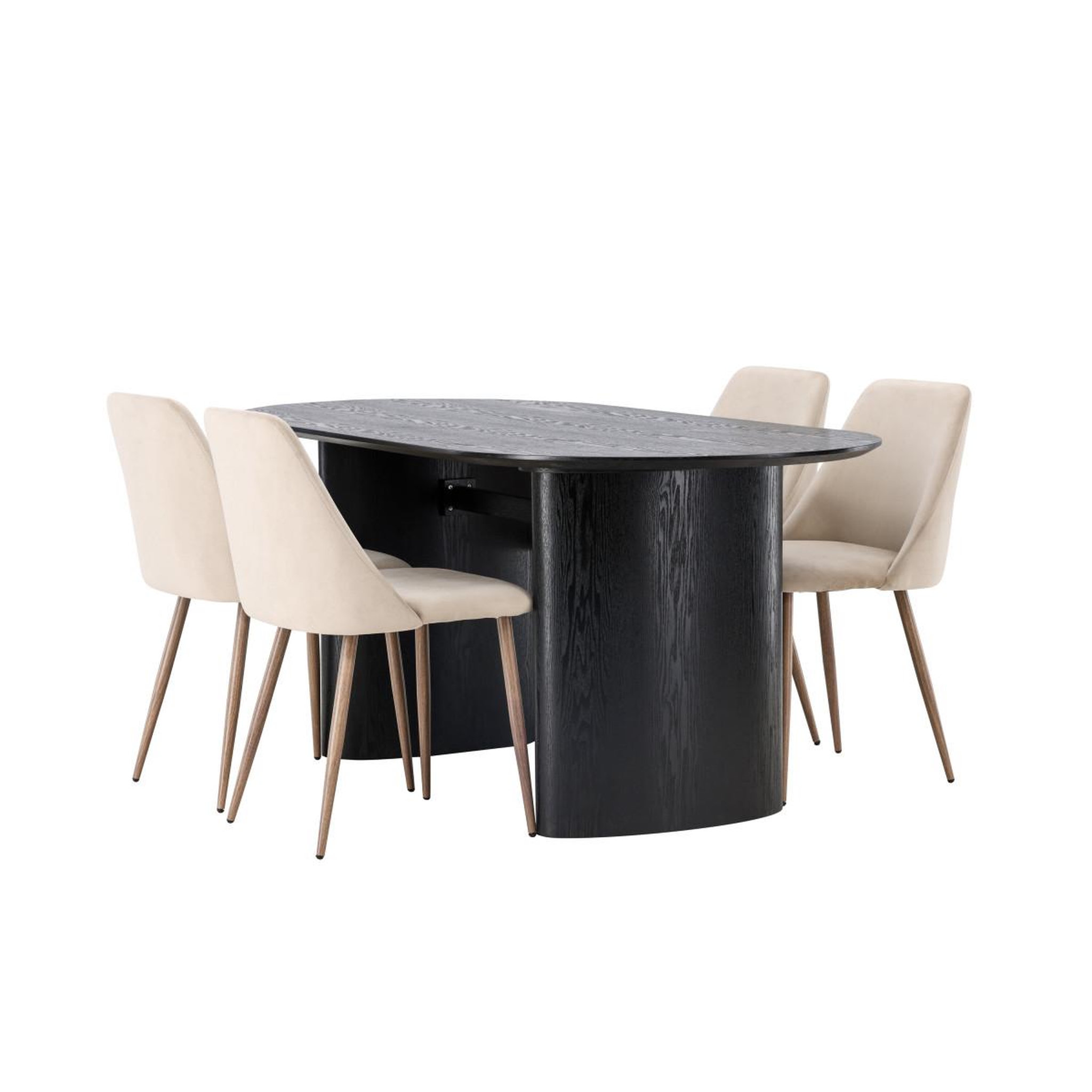 Voir la diapositive 6 : Paris Prix Ensemble table à manger & 4 chaises  isolde & night  180cm noir & beige