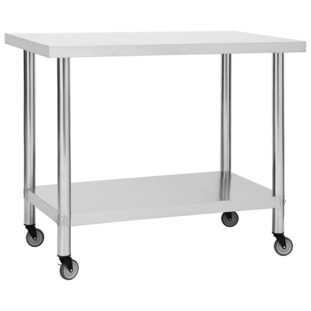 VIDAXL Table de travail de cuisine avec roues 100x60x85 cm Inox