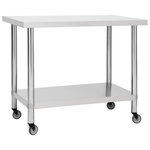 VIDAXL Table de travail de cuisine avec roues 100x60x85 cm Inox