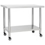 Voir la diapositive 1 : VIDAXL Table de travail de cuisine avec roues 100x60x85 cm Inox
