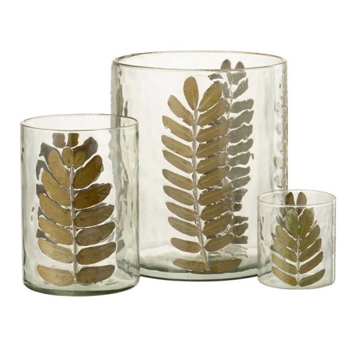 Paris Prix Photophore Rond Design  Feuille  22cm Or