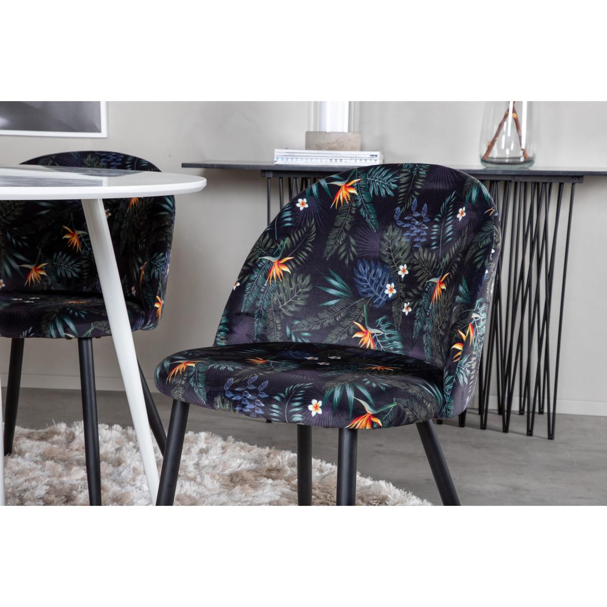 Voir la diapositive 5 : Paris Prix Ensemble table à manger & 4 chaises  plaza i & velvet  100cm blanc & multicolore
