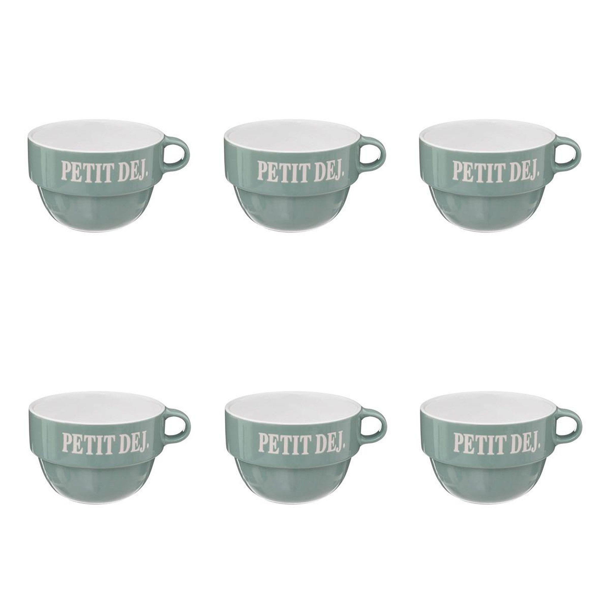 SECRET DE GOURMET Lot de 6 tasses en faïence  coloroma  62cl menthe