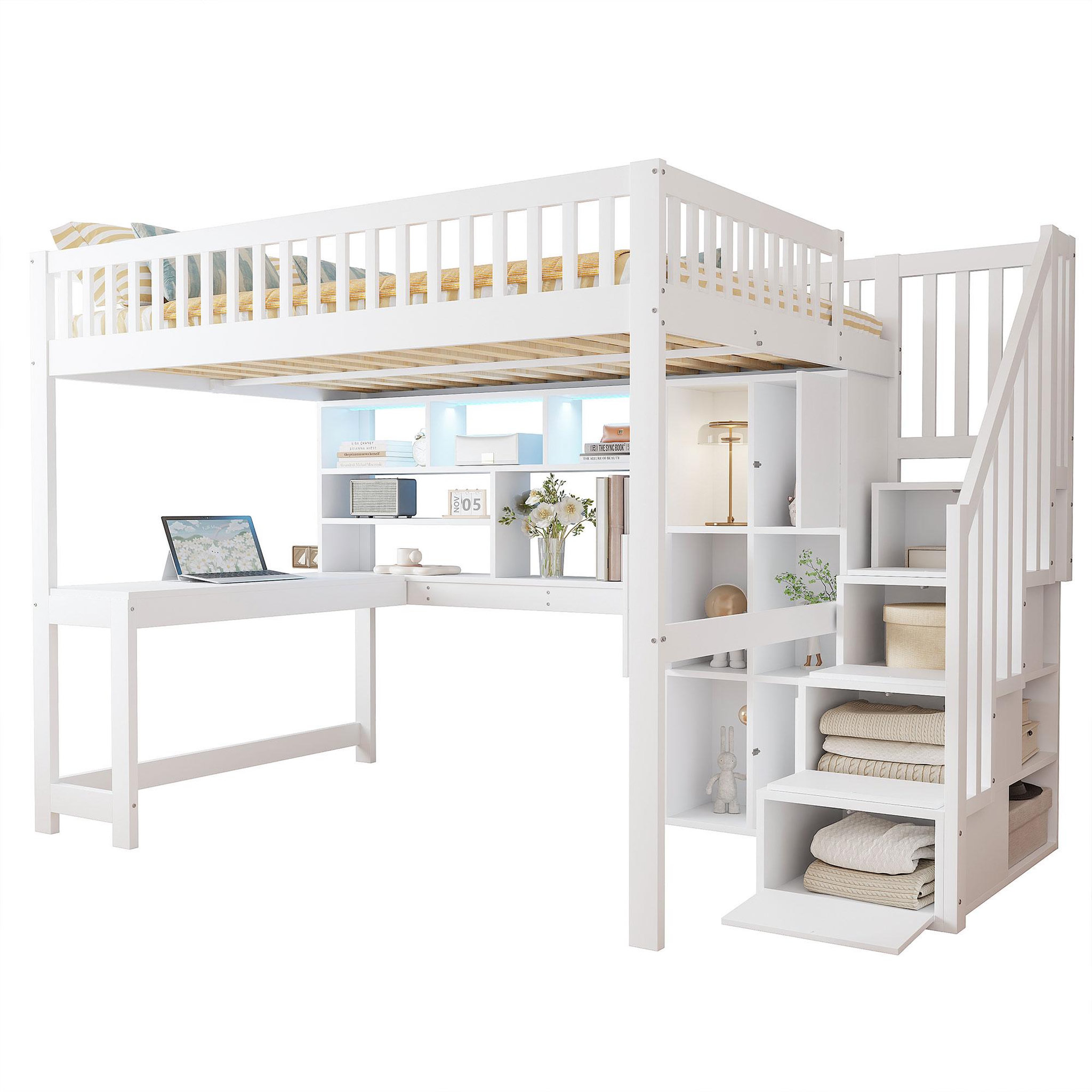 MERAX Lit mezzanine. Coloris disponibles : Blanc, Marron