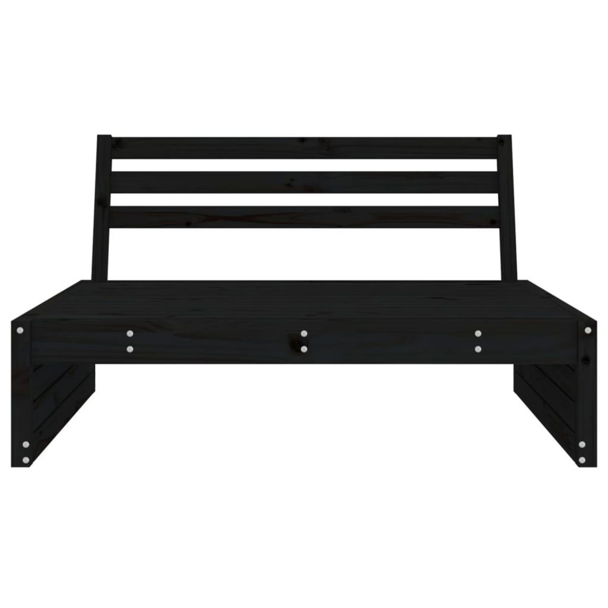 VIDAXL Canape central de jardin noir 120x80 cm bois de pin massif