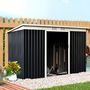 Voir la diapositive 2 : OUTSUNNY Abri de jardin - remise pour outils - cabanon portes verrouillables - dim. 2,8L x 1,3l x 1,72H m - tôle d'acier gris noir