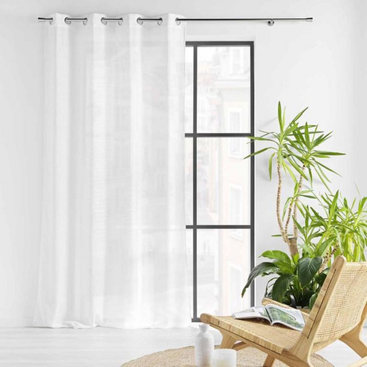 Paris Prix Rideau Voilage à Œillets  Loulaine  140x280cm Blanc