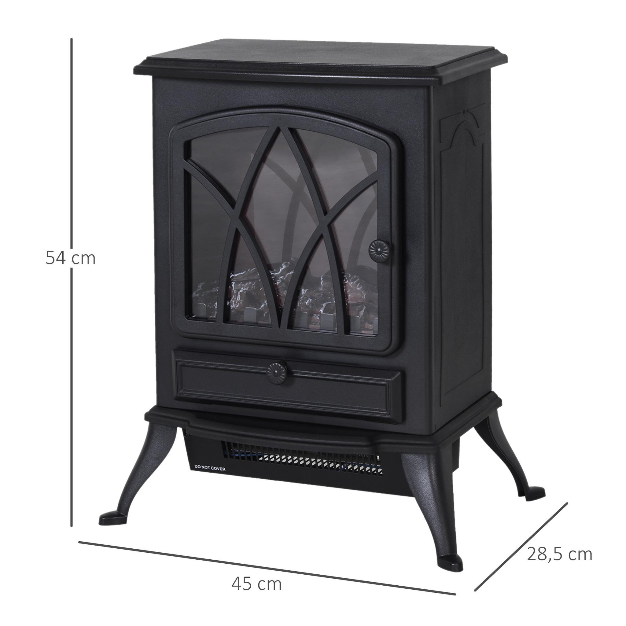 Voir la diapositive 3 : HOMCOM Cheminée électrique poêle style rétro thermostat 1000-2000 w noir