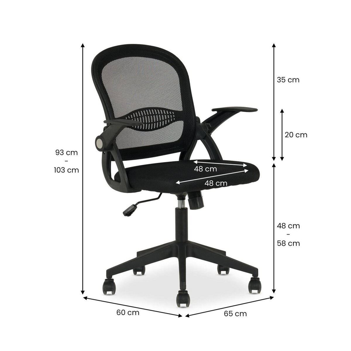 IDIMEX Chaise de bureau ergonomique EREN réglable en tissu mesh