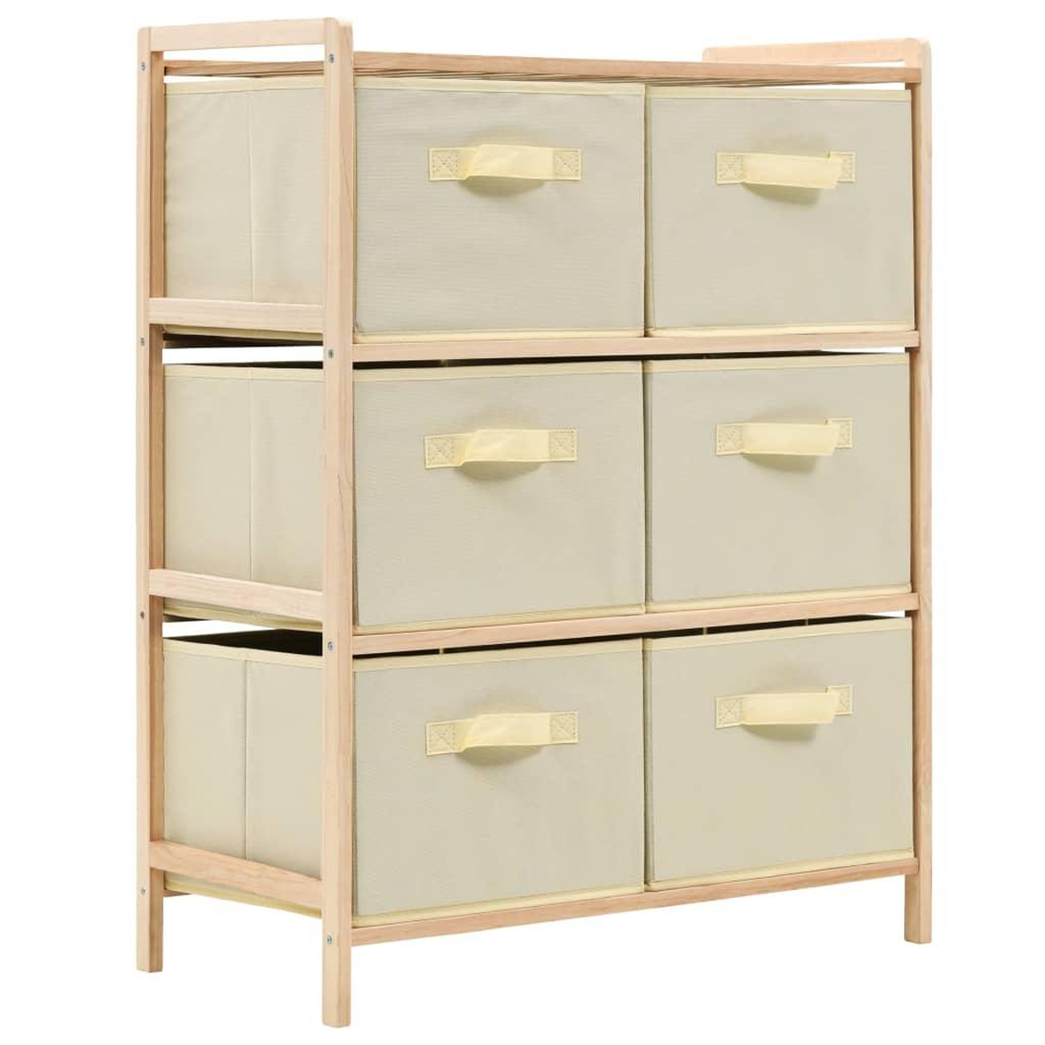 VIDAXL Etagere de rangement 6 paniers tissu bois de cedre beige
