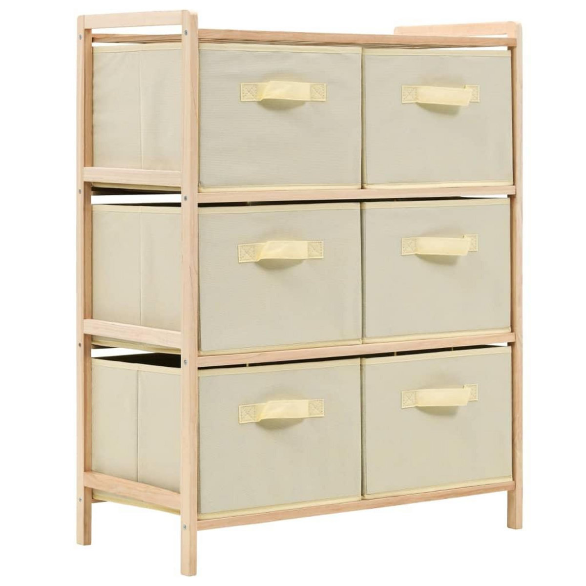VIDAXL Etagere de rangement 6 paniers Tissu Bois de cedre Beige