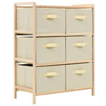 VIDAXL Etagere de rangement 6 paniers Tissu Bois de cedre Beige