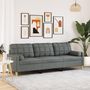 Voir la diapositive 1 : VIDAXL Canape 3 places avec oreillers gris fonce 210 cm tissu
