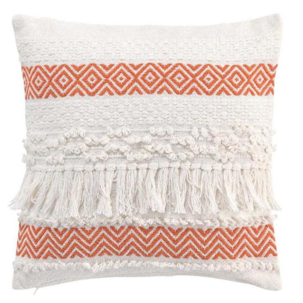 Paris Prix Coussin Déco à Franges  Zya  40x40cm Orange