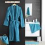 Voir la diapositive 4 : Paris Prix Peignoir Col Châle en Coton  Tendresse  Bleu Paon