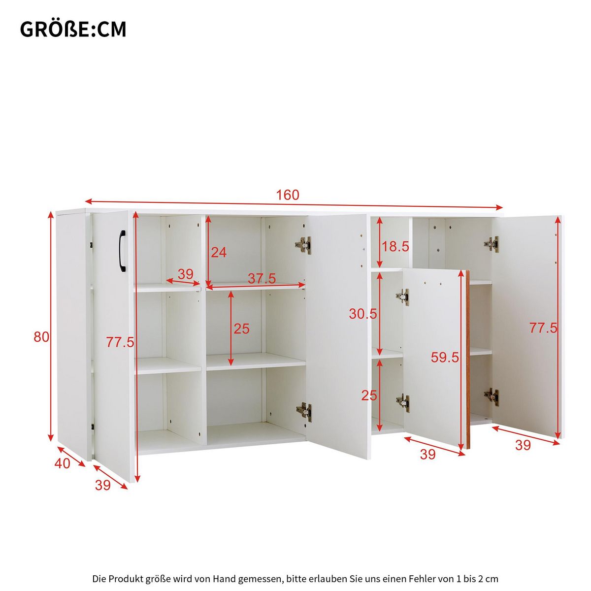 MERAX Buffet 4 porte(s) 0 tiroir(s) - 160 cm blanc panneaux de particules