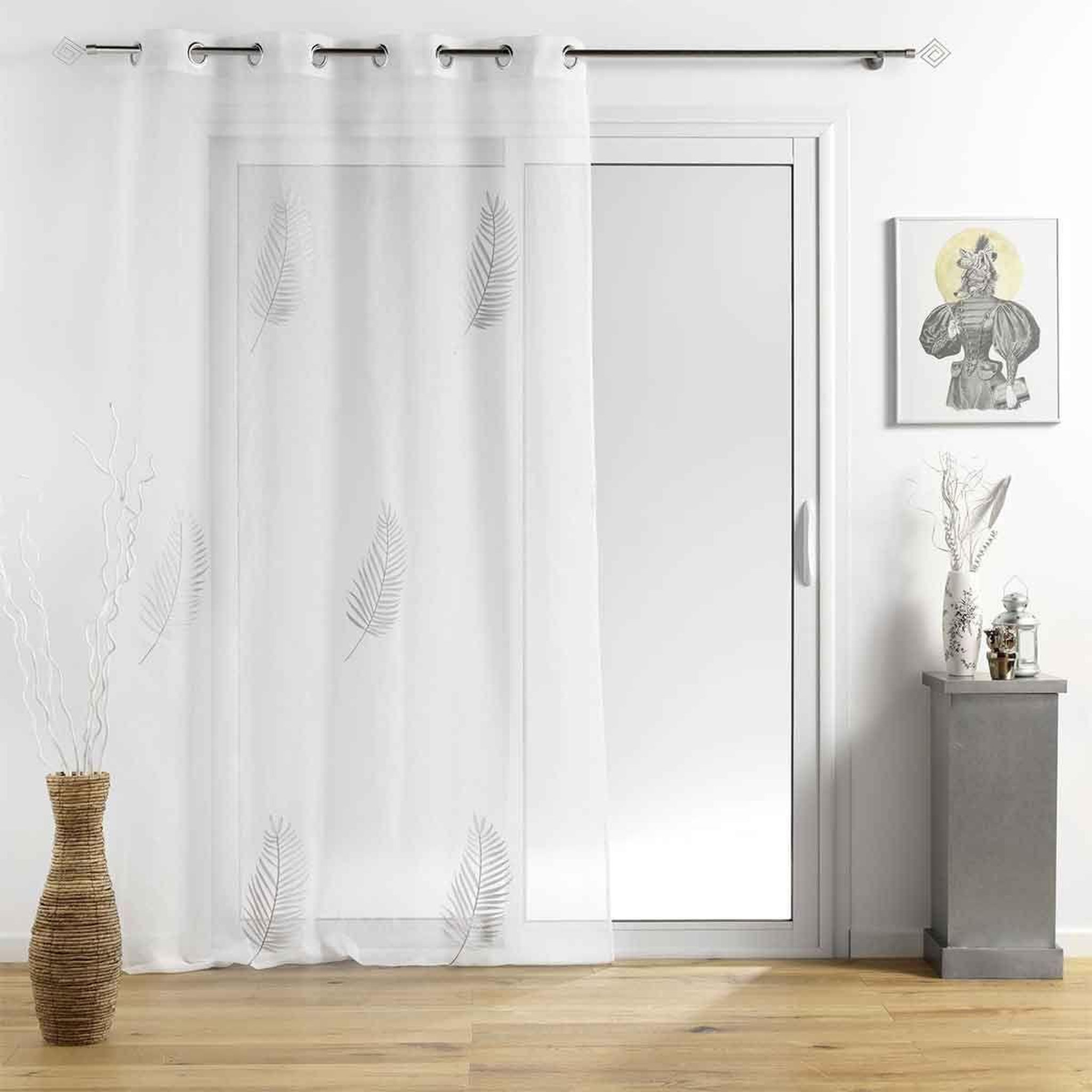 Voir la diapositive 5 : Douceur d'Intérieur Rideau voilage à œillets  palmeor  140x240cm argent