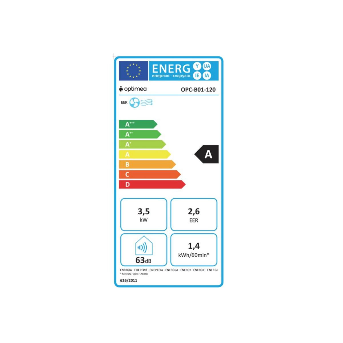 OPTIMEA Climatiseur mobile 3500w 35m² - OPC-B01-120