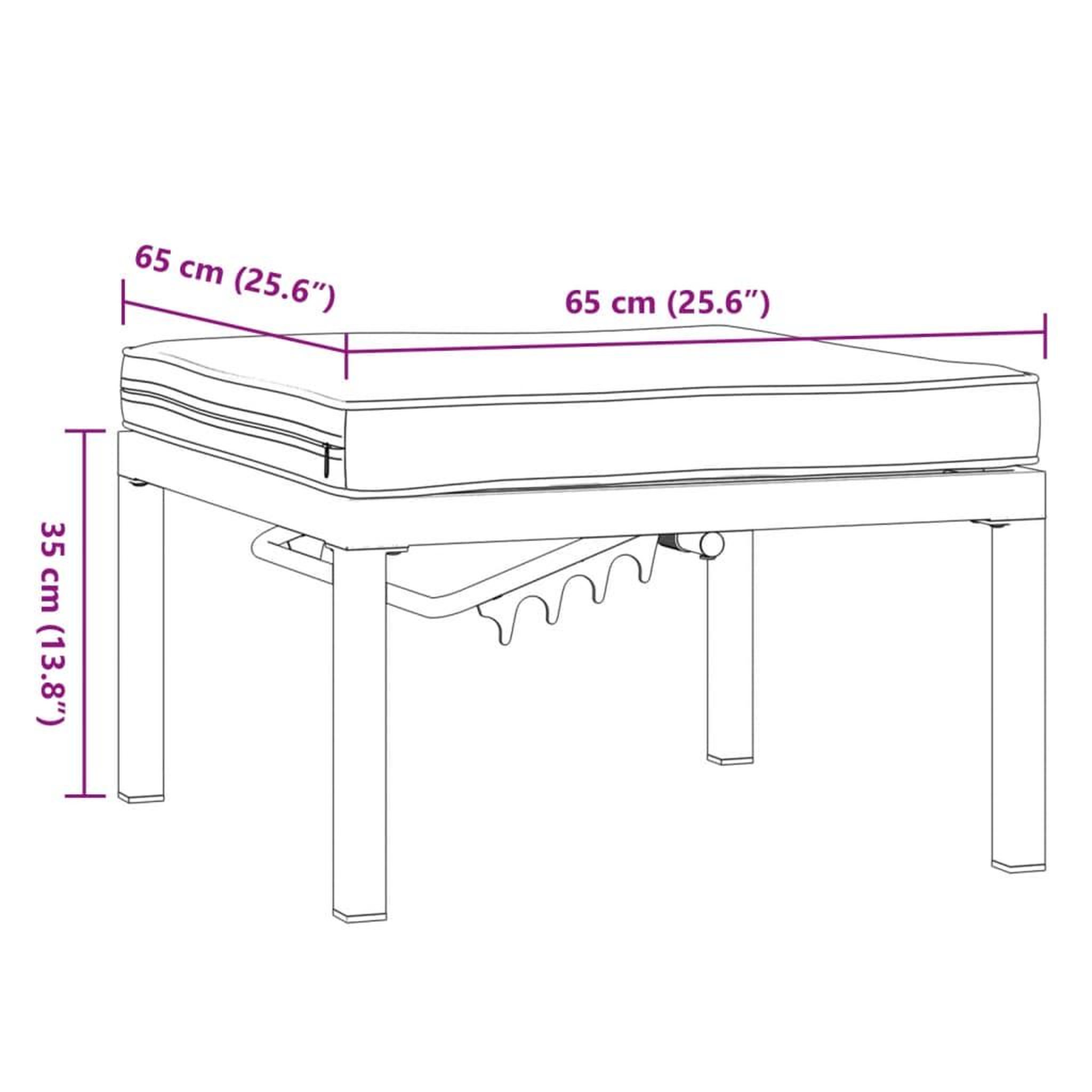 Voir la diapositive 6 : VIDAXL Tabouret de jardin avec coussin noir aluminium