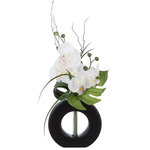 ATMOSPHERA Composition florale vase  - Hauteur 44 cm - Orchidée. Coloris disponibles : Blanc