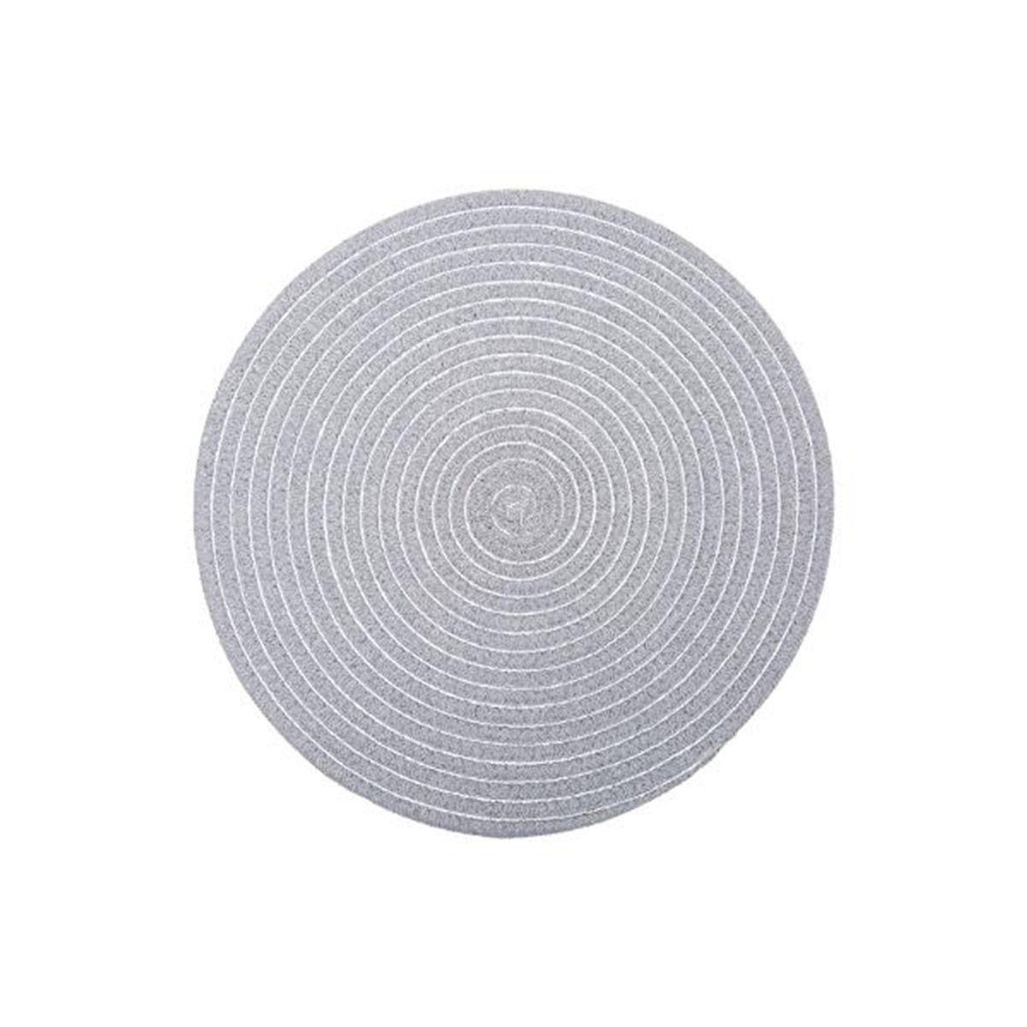 SECRET DE GOURMET Set de table rond déco  shiny  35cm gris clair