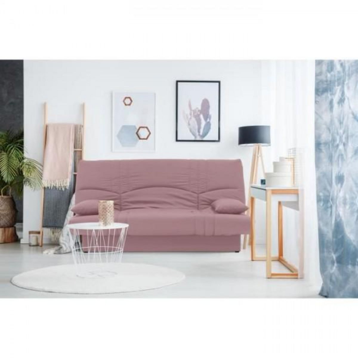 MARKET24 Banquette clic clac 3 places - Tissu rose - Style Contemporain - L 190 x P92 cm - DREAM