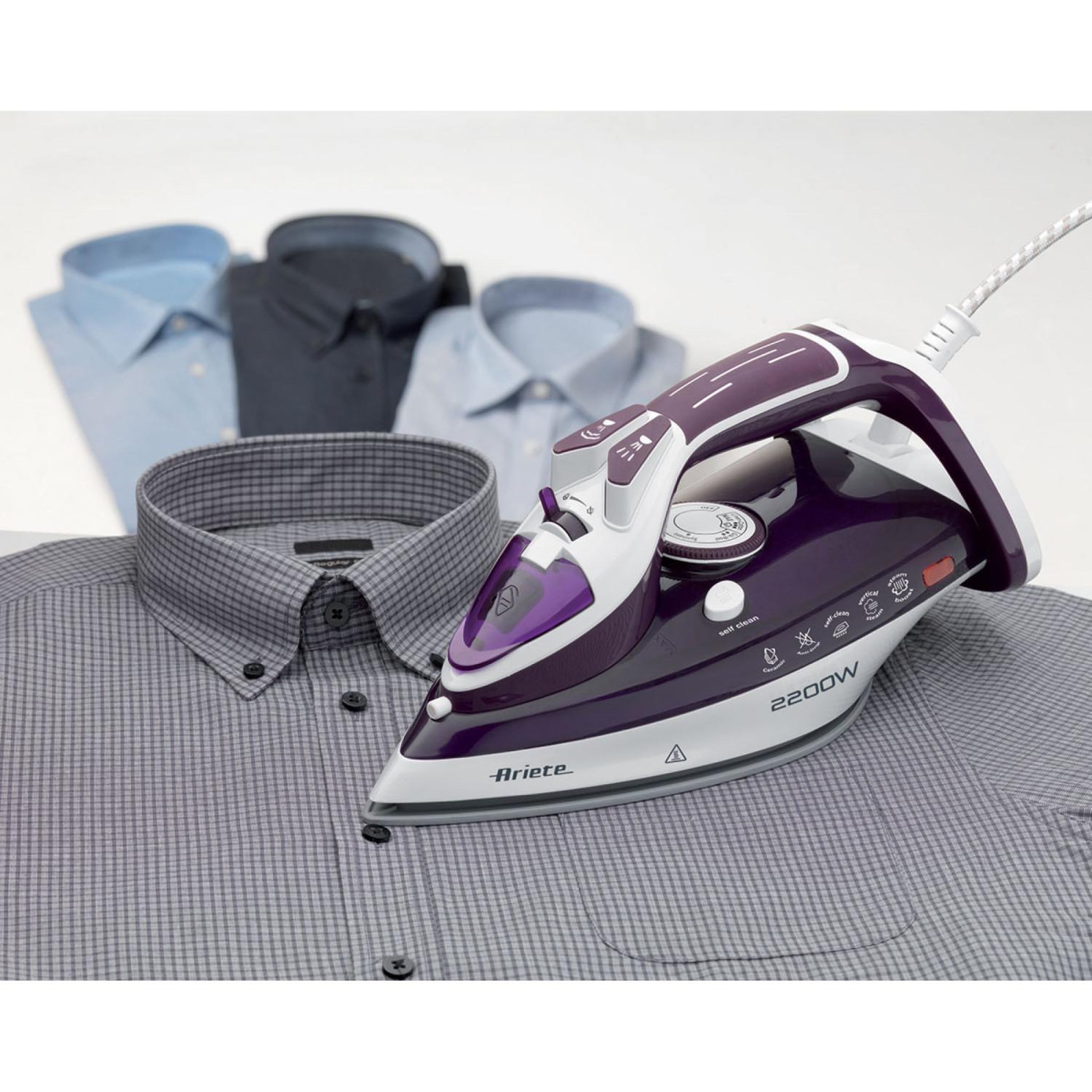 Voir la diapositive 3 : ARIETE Ariete 6243 Fer à repasser à sec ou à vapeur Semelle en céramique Violet, Blanc 2200 W