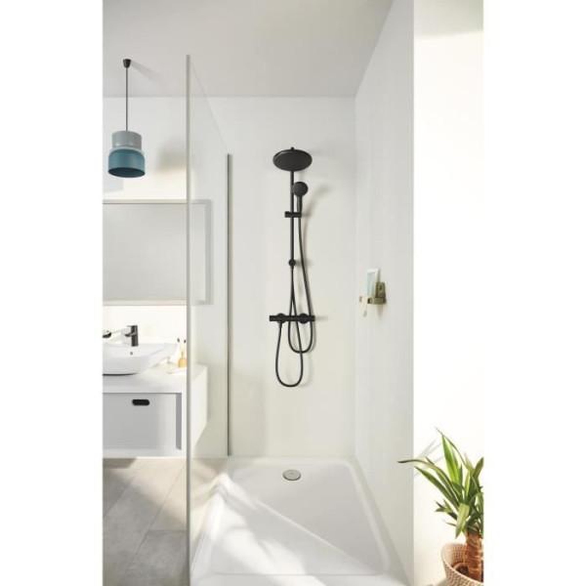 Voir la diapositive 2 : Grohe Colonne de douche avec inverseur manuel - economie d'eau - grohe vitalio start system 250 - noir mat - 266802431