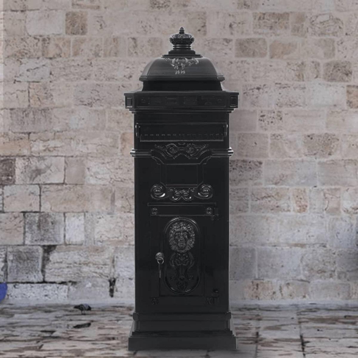 VIDAXL Boîte aux lettres a pilier Aluminium Vintage antirouille Noir