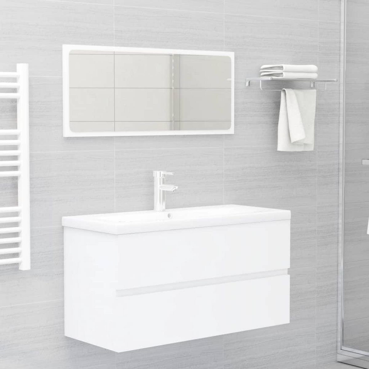 VIDAXL Armoire d'evier avec lavabo integre blanc bois d'ingenierie