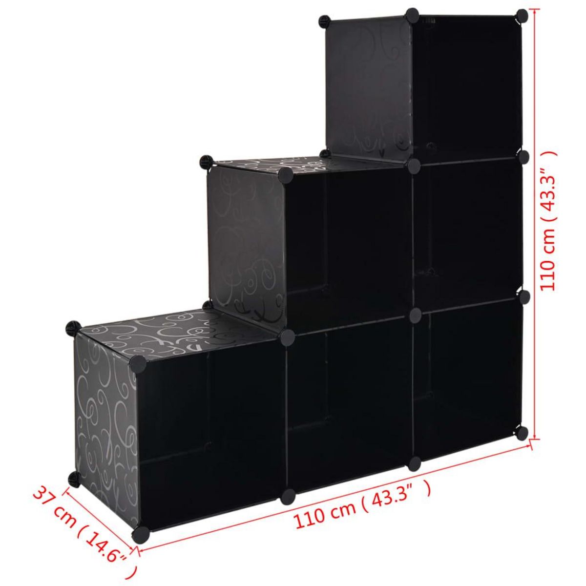 VIDAXL Organisateur de rangement cube avec 6 compartiments Noir