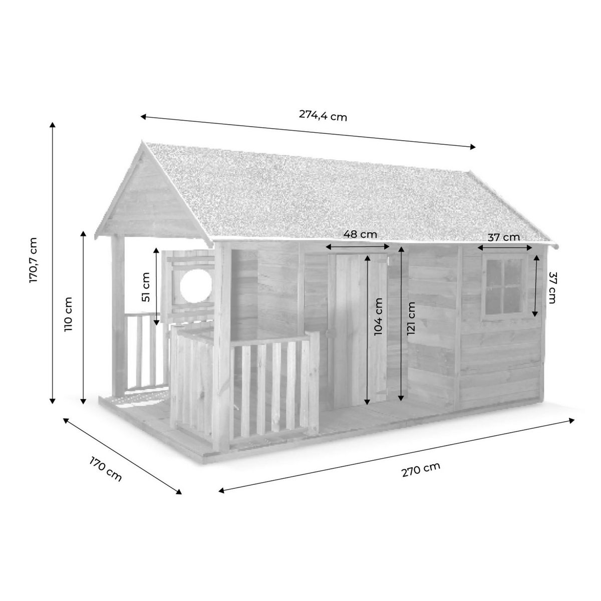 SWEEEK Maisonnette avec véranda en bois de 4.5 m². Rose -  cabane en pin autoclave