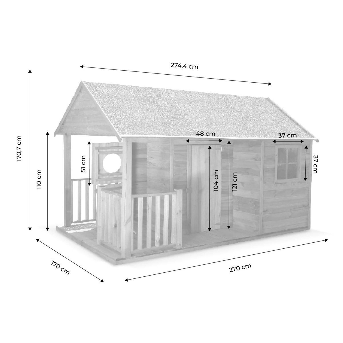 SWEEEK Maisonnette avec véranda en bois de 4.5 m². Rose -  cabane en pin autoclave