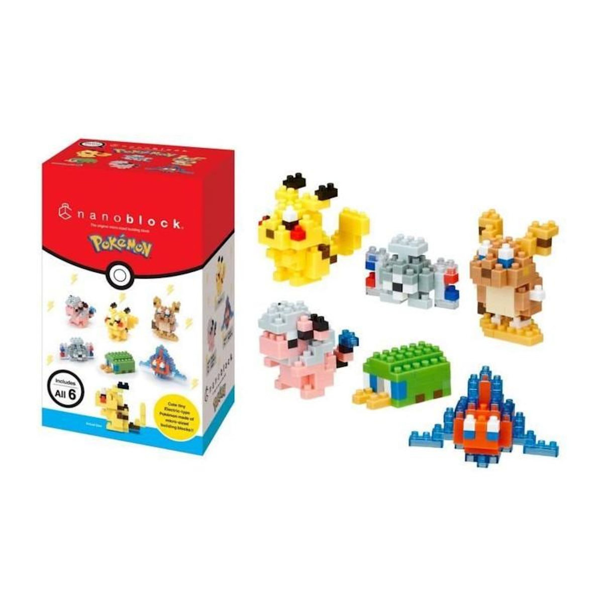 BANDAI Coffret de 6 figurines en briques - BANDAI - NANOBLOCK - Pack Pokémon type Électrique