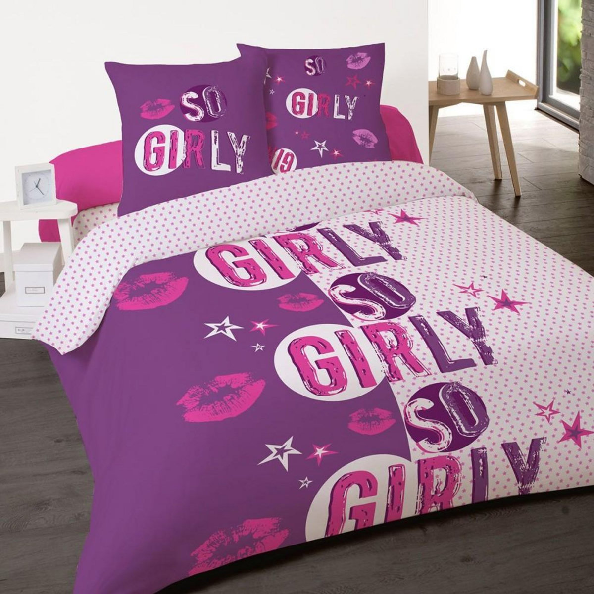 Dourev Housse de couette 240x220 Stars + 2 taies coton 52 fils