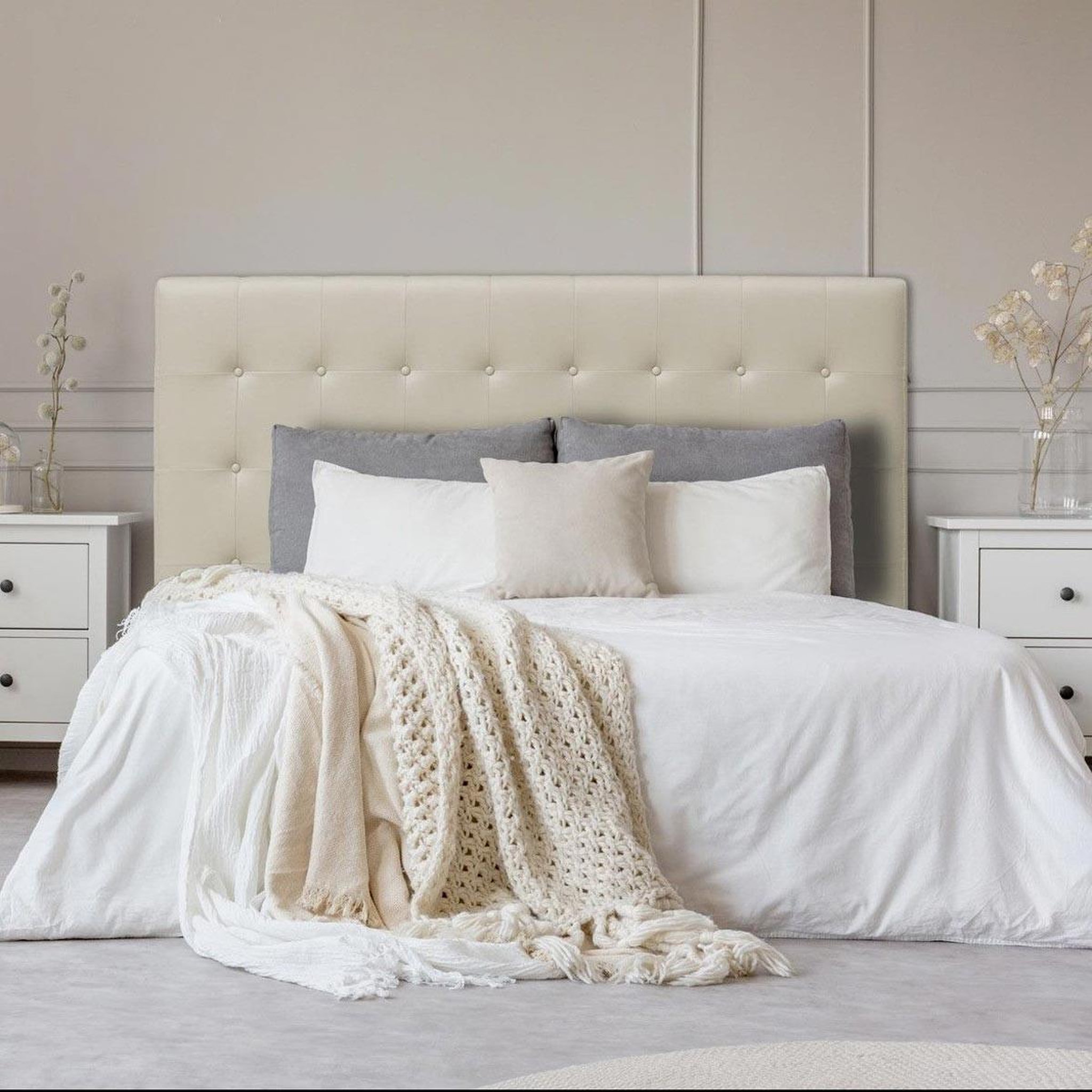 Voir la diapositive 2 : Paris Prix Tête de lit capitonnée  amor  180cm beige