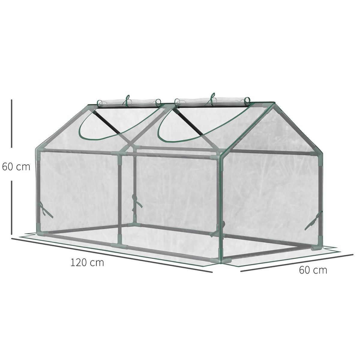 OUTSUNNY Mini serre de jardin serre à tomates 120 x 60 x 60 cm 2 fenêtres zippées enroulables acier thermolaqué PVC haute densité transparent