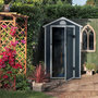 Voir la diapositive 2 : OUTSUNNY Abri de jardin - cabanon porte verrouillable, fenêtre - dim. 1,34L x 1,04l x 2,04H m - résine PP ondulée anthracite