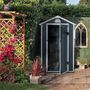 Voir la diapositive 2 : OUTSUNNY Abri de jardin - cabanon porte verrouillable, fenêtre - dim. 1,34L x 1,04l x 2,04H m - résine PP ondulée anthracite
