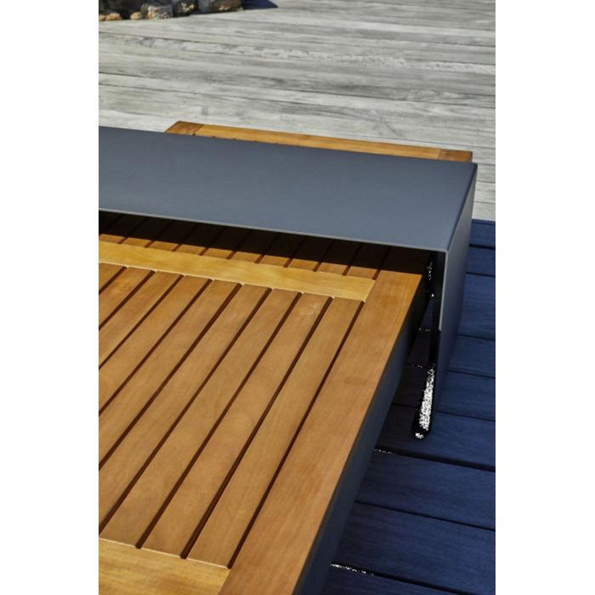 Paris Prix Salon de Jardin d'Angle 6 Places en Bois  Vanuatu  245cm Gris Anthracite