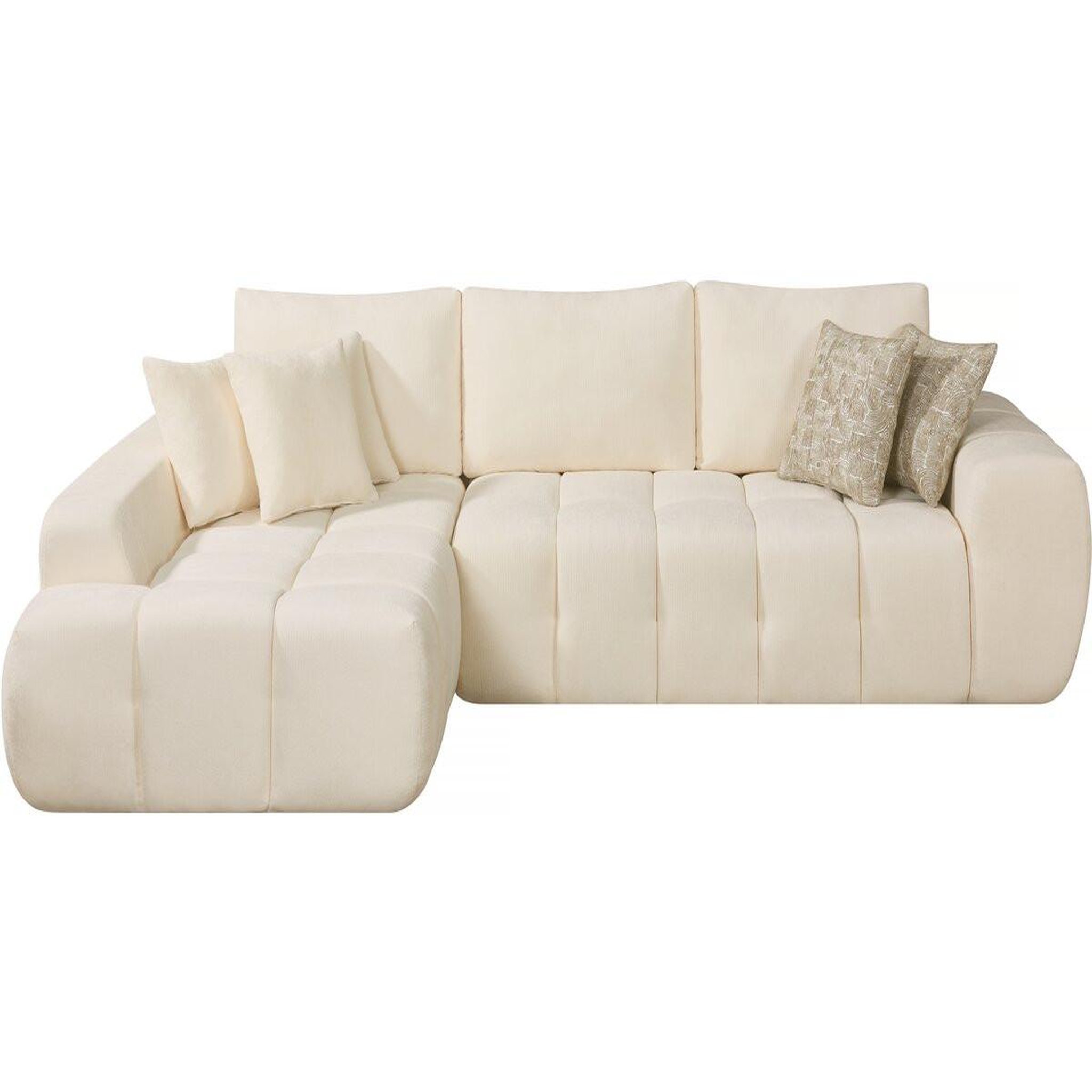 Habitat et Jardin Canapé d'angle gauche en tissu style bubble  Sidonie  - 4 places - Beige