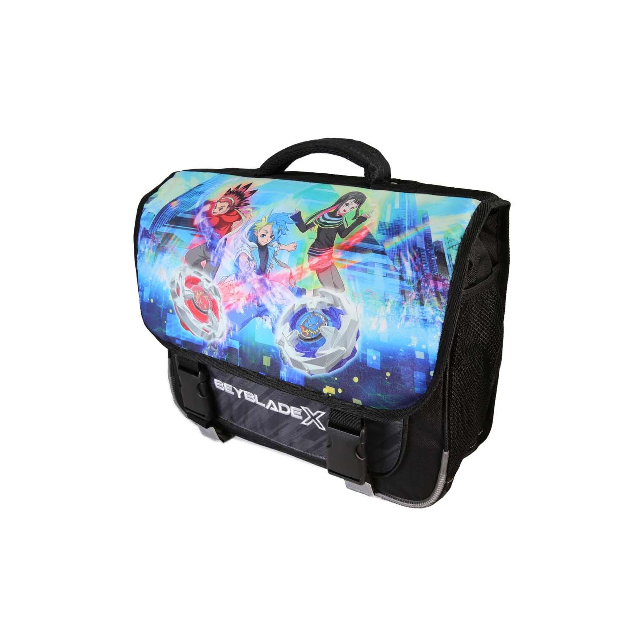 Voir la diapositive 2 : Bagtrotter Beyblade X - Cartable Scolaire 38 cm - Garçon - Noir/Bleu - 2 Compartiments