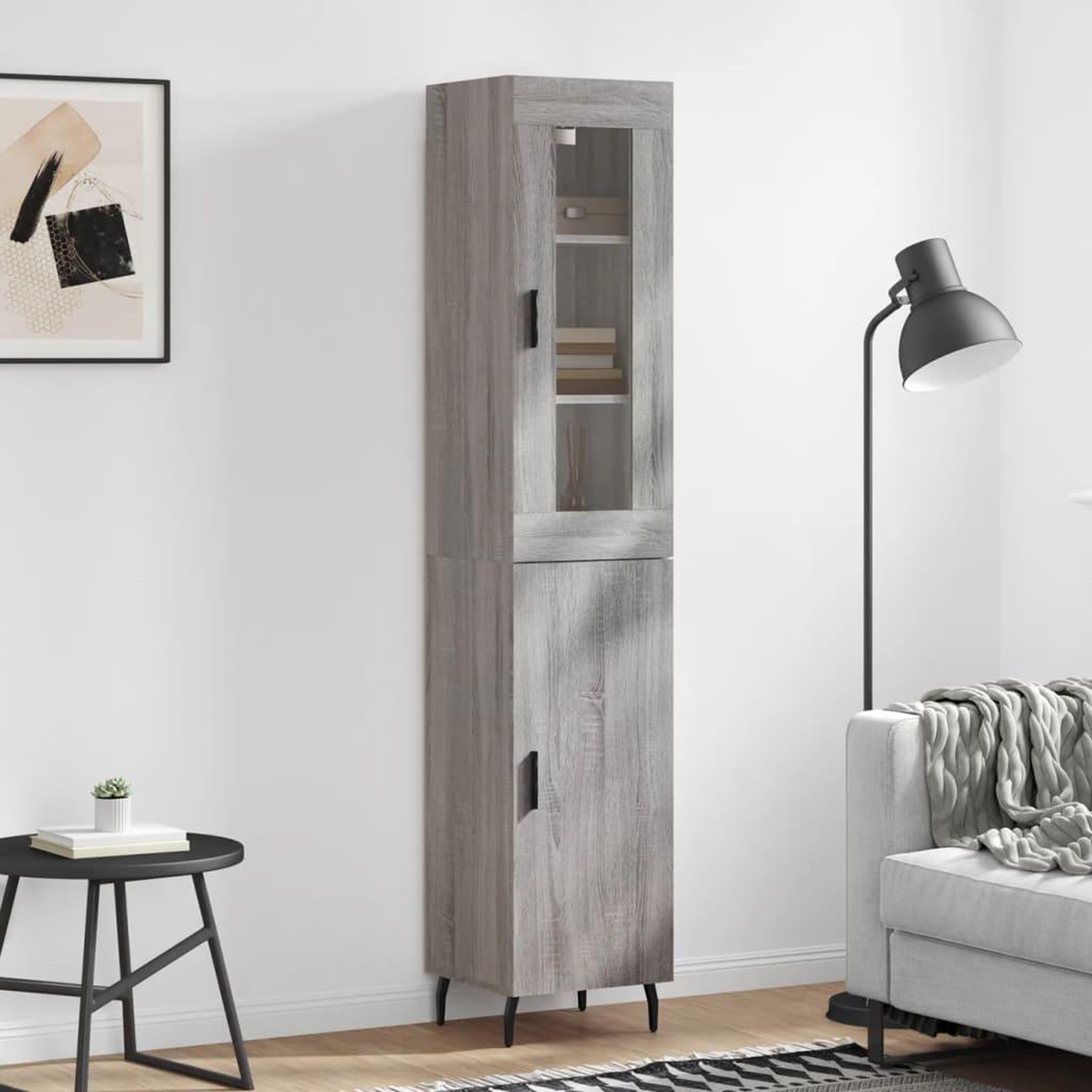 VIDAXL Buffet haut Sonoma gris 34,5x34x180 cm Bois d'ingenierie
