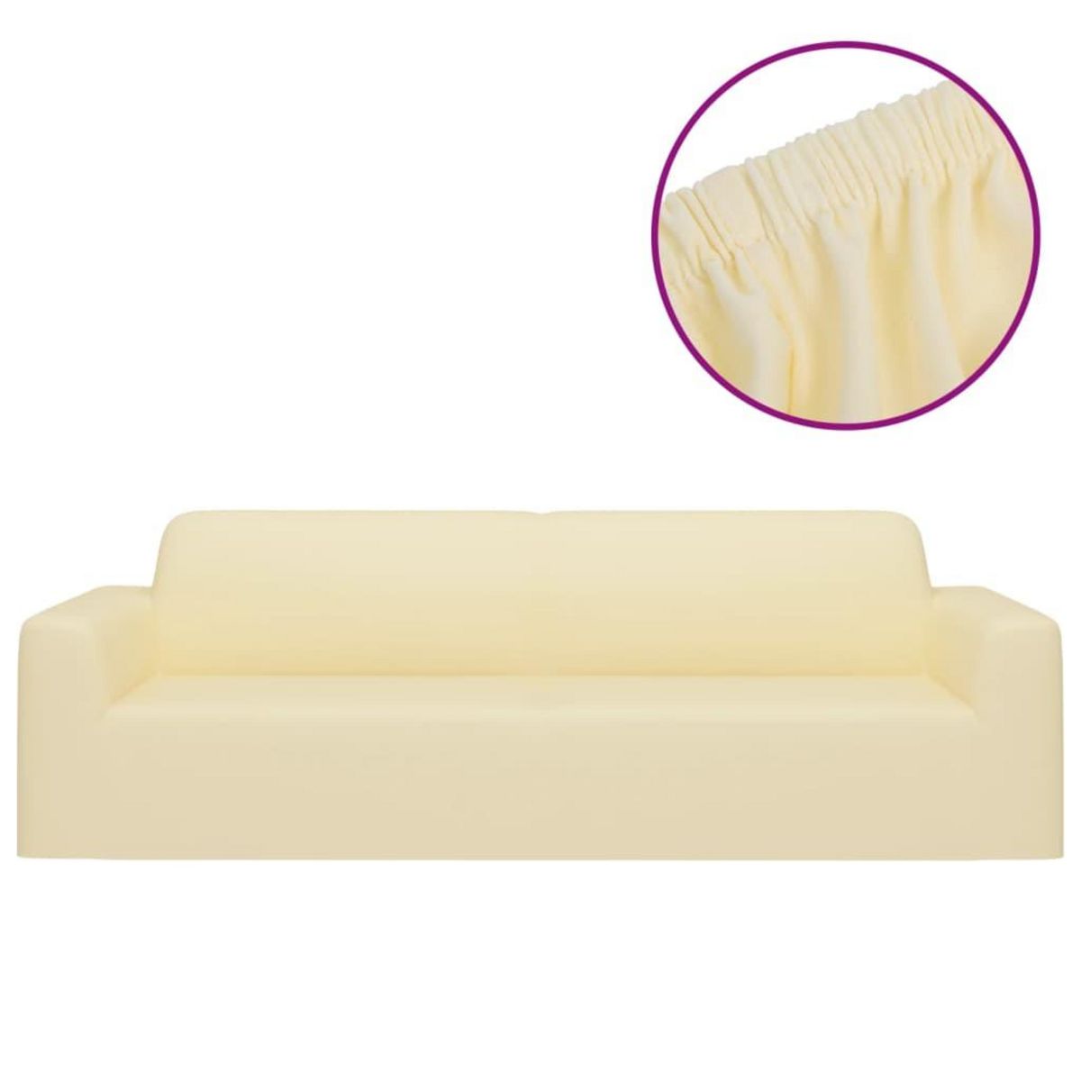 VIDAXL Housse extensible de canape 3 places Creme Jersey de polyester