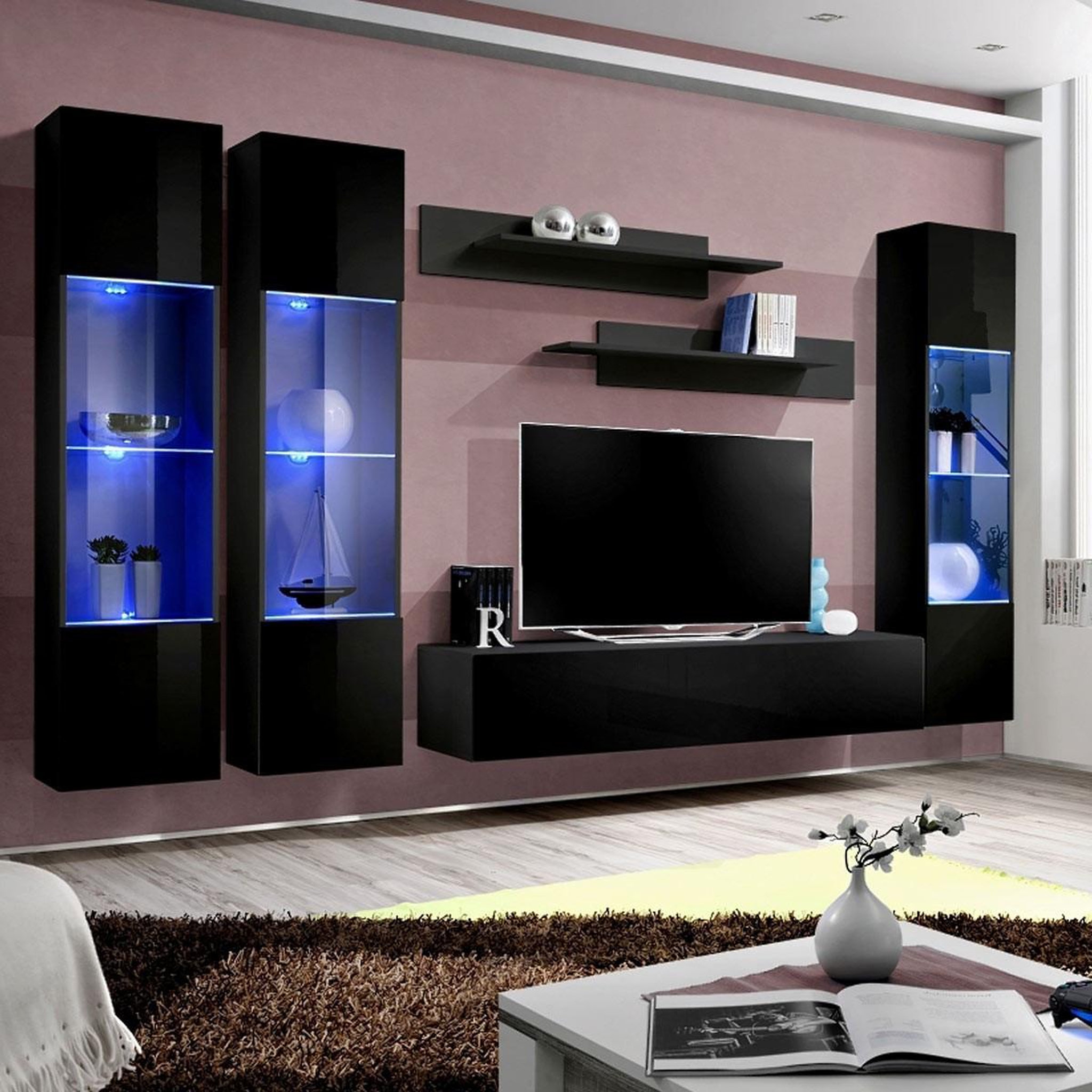 Paris Prix Ensemble meuble tv mural  fly c3  310cm noir