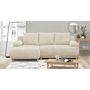 Voir la diapositive 2 : MARKET24 Canapé d'angle gauche convertible MIKA 3 places - Velours côtelé beige - Coffre de rangement - L218 x P98/145 x H84 cm