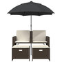 Voir la diapositive 4 : VIDAXL Canape de jardin 2 places et parasol et tabourets marron rotin