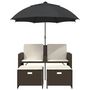 Voir la diapositive 4 : VIDAXL Canape de jardin 2 places et parasol et tabourets marron rotin